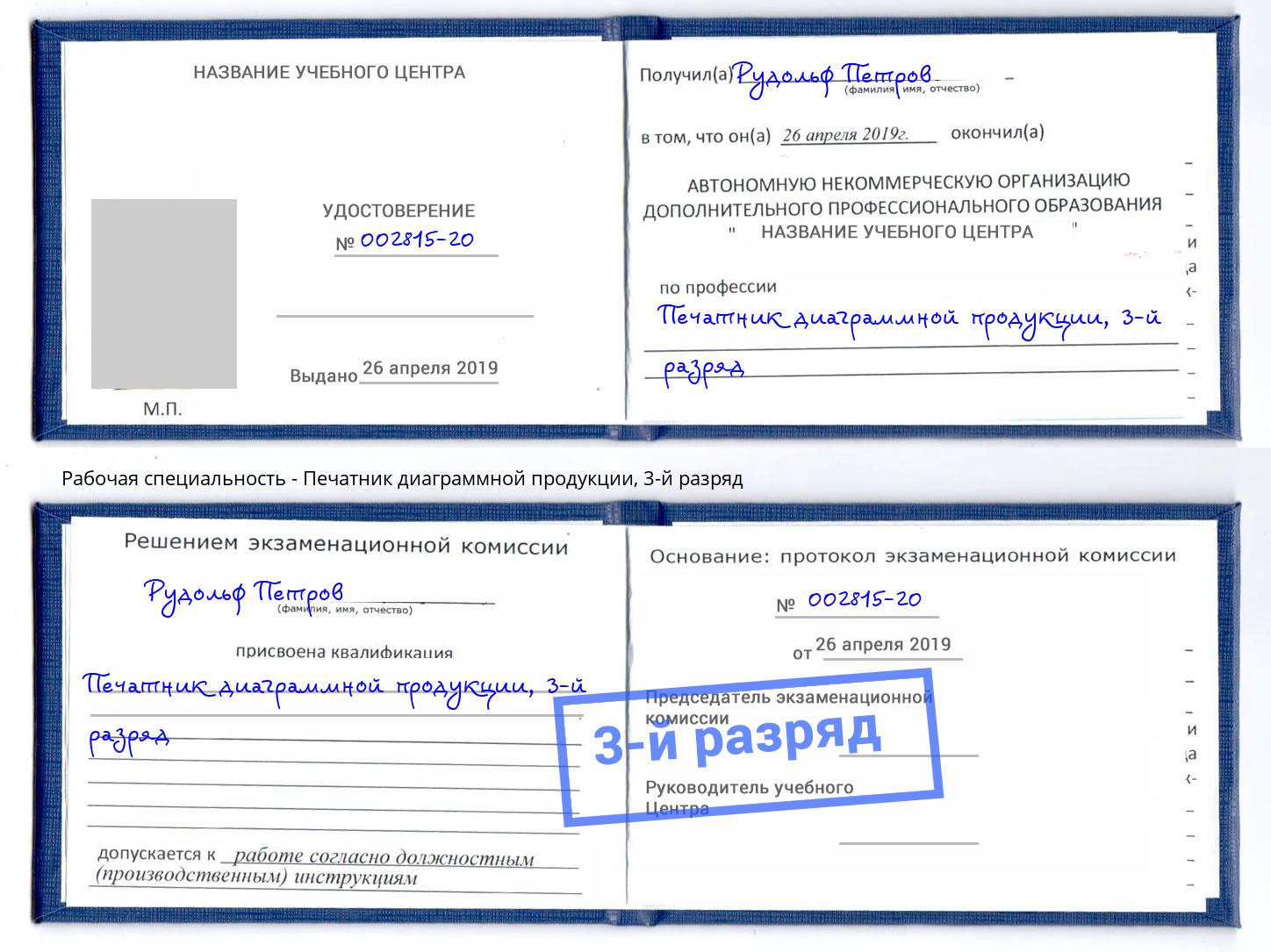корочка 3-й разряд Печатник диаграммной продукции Кумертау