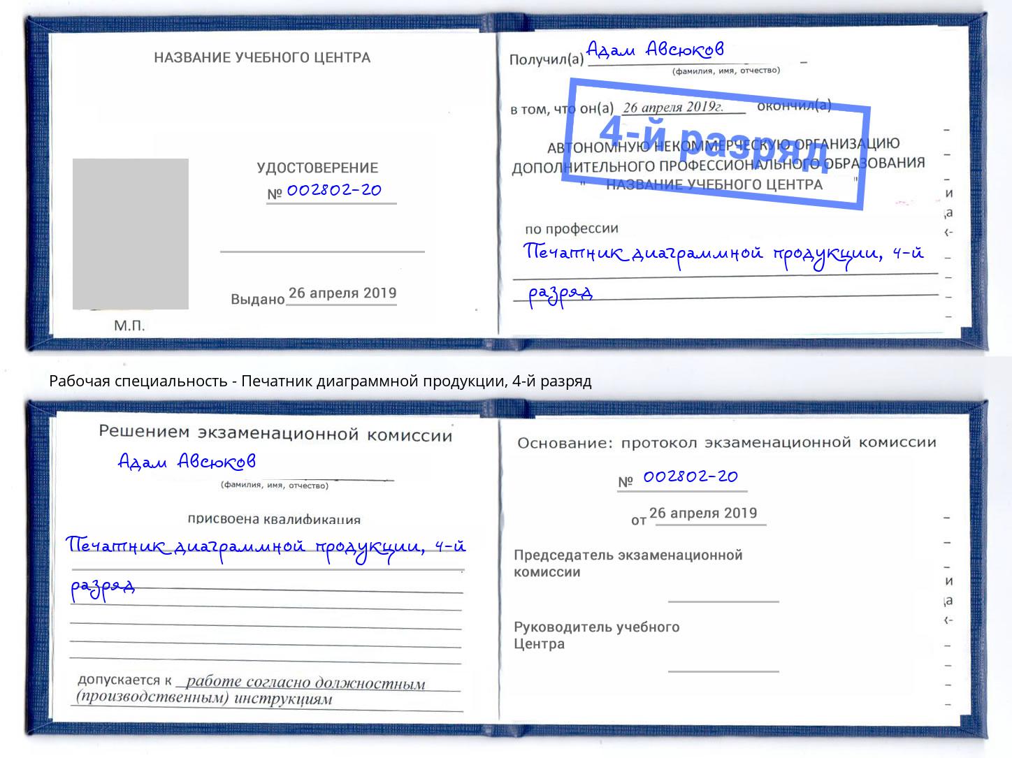 корочка 4-й разряд Печатник диаграммной продукции Кумертау