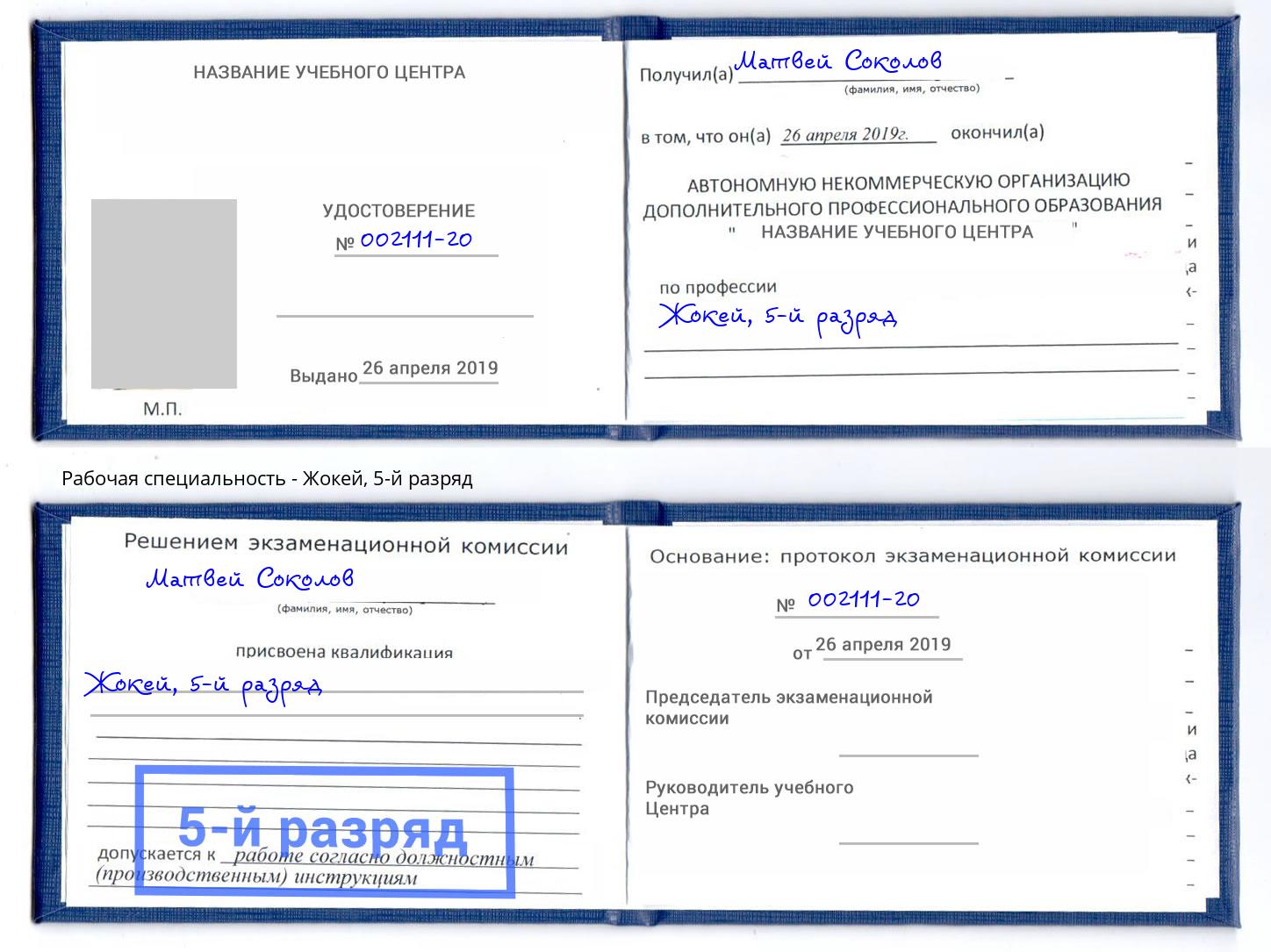 корочка 5-й разряд Жокей Кумертау