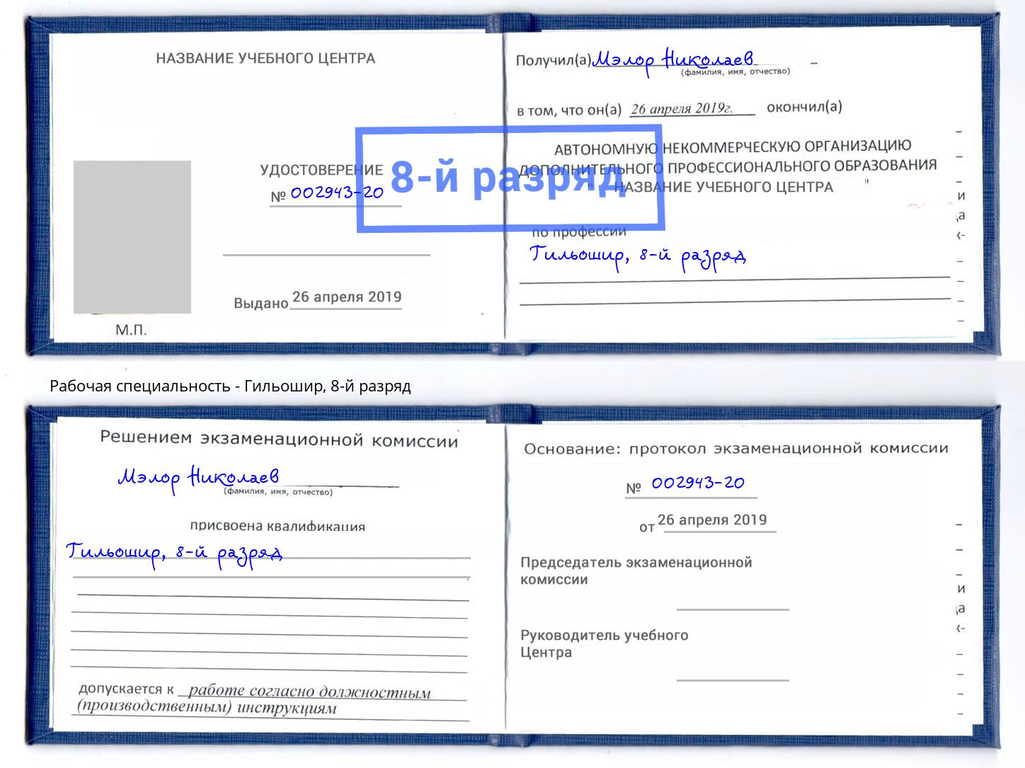корочка 8-й разряд Гильошир Кумертау